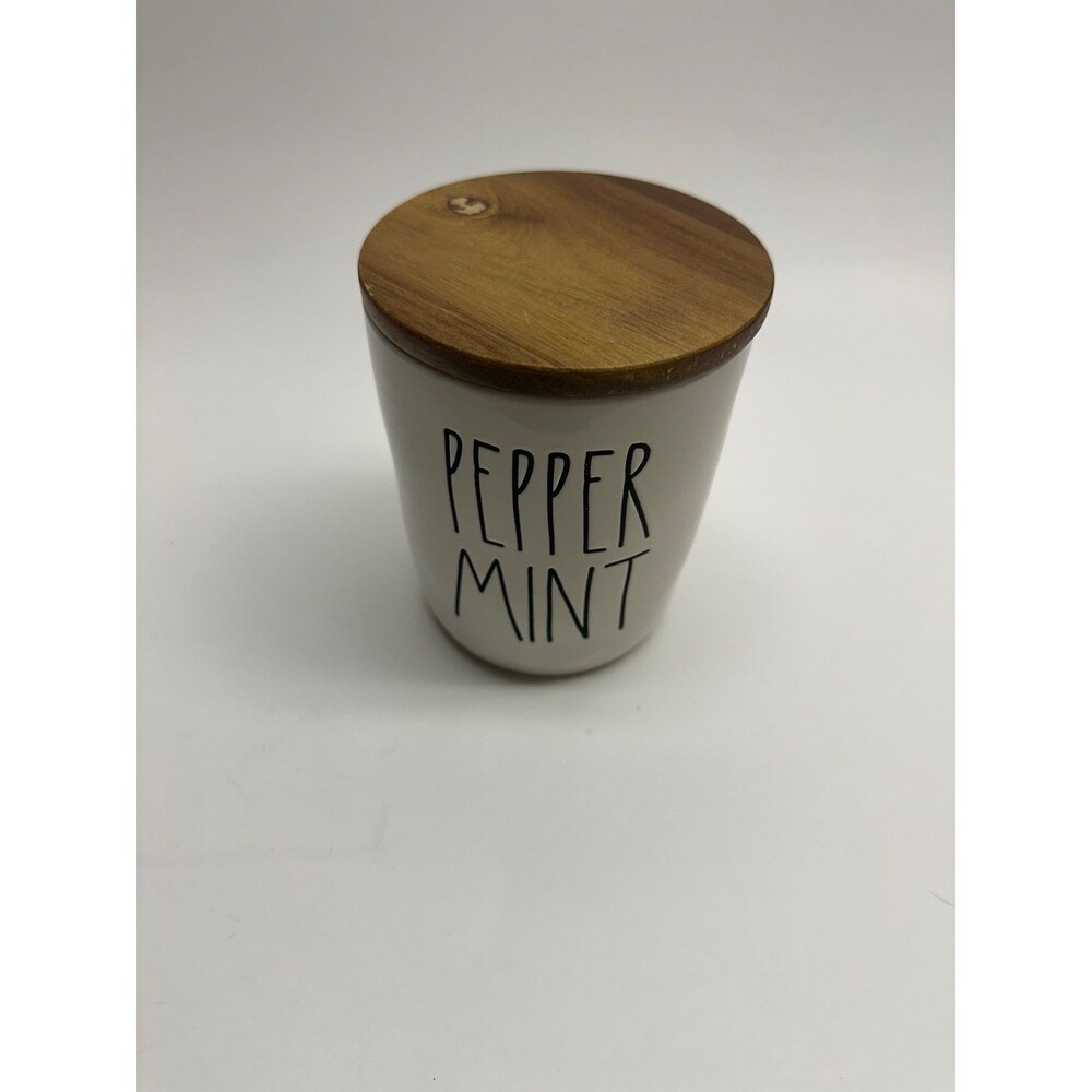 Rae Dunn PEPPER MINT Canister Wood Lid Artisan Collection Magenta Christmas